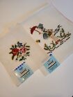 Vtg Dritz Finished Luxury Needlepoint Lot Of 2 Scovill Girl With Umbrella /Roses