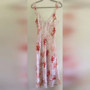 Maxi Vestido Sin Mangas Vintage Años 90 Y2K Kim Rogers Floral Satén Coqueta Encaje Danity - Imagen 1 de 7