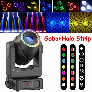 Luce testa mobile LED con striscia luminosa RGBW 180W fascio DMX Gobo DJ palco Halloween - Foto 1 di 14