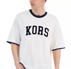 Michael Kors Varsity Warm up Tipped Tufted Chenille Logo Applique T Shirt Sz XL