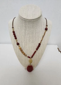 Ashley Cooper Multi Strand String Beaded Necklace with Semi-Precious Stone Red - Picture 1 of 5