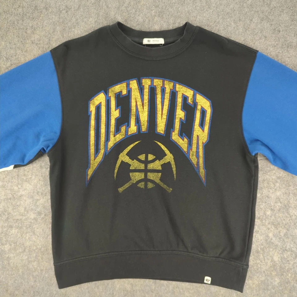 Denver Nuggets Sweater Mens Medium Black Blue NBA Basketball Pullover Crewneck - Image 1 of 4