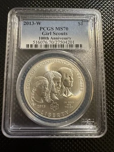 MS70 2013-W Girl Scouts Commemorative Dollar $1 PCGS Blue Label Mint - Picture 1 of 2
