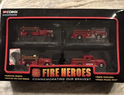 FIRE HEROES Corgi COMMEMORATING OUR BRAVEST 4 Fire Truck Die Cast Set In Box - Image 1 of 4