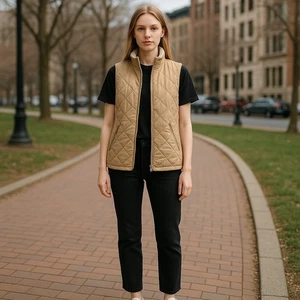 Ray Rd. Women's Size Small Beige Sleeveless Fleece Quilted Vest 100% Polyester - Picture 1 of 6