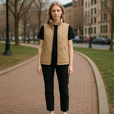 Ray Rd. Women's Size Small Beige Sleeveless Fleece Quilted Vest 100% Polyester - Image 1 of 4