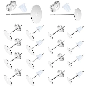 500pcs Earring Jewelry Making Findings Posts Stainless Steel Hypoallergenic Flat - Picture 1 of 7