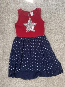 Gymboree Dress Girls 7 Red White Blue Glittery Stars July 4th - Picture 1 of 5
