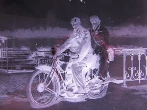 Motorrad Zündapp Schiffvermietung Müller & ? großes  historisches Glasnegativ - Bild 1 von 4