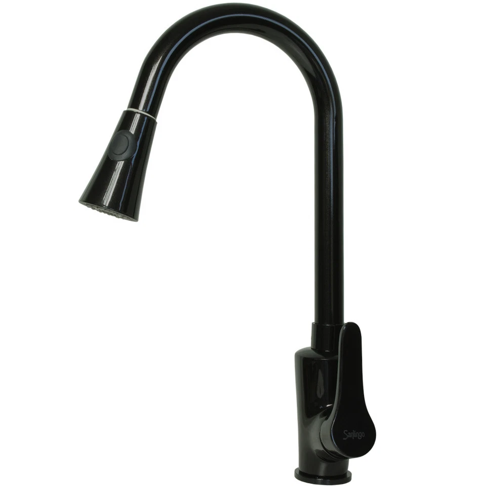 Nero Design Cucina Lavello Miscelatore Rubinetto Doccetta Estraibile Sanlingo - Immagine 1 di 1