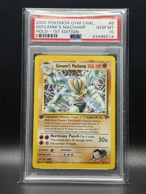 PSA 10 GEM MINT Giovanni's Machamp 6 Gym Challenge 1st Edition Holo Pokemon Card - Image 1 of 2