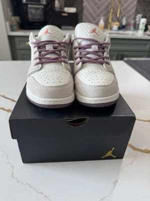 RARE! Nike Air Jordan 1’s, Ruffle/Suede/Cream/Tan, Size 6Y/7.5 Women CLEAN - Image 1 of 4