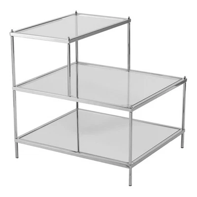 Mesa de detalles SEI Furniture Knox de metal y vidrio moderna con espejo en cromo Foto 1 de 4