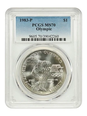 1983-P $1 Olympic PCGS MS70 - $1 (plateado) Foto 1 de 4