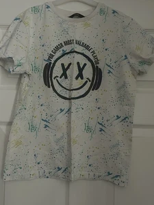 White with multi colour splats Gamer T-shirt (Age 11-12 Years) - Picture 1 of 2