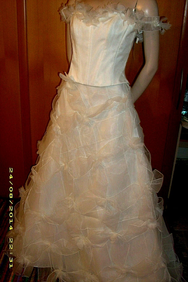 CHIFFON BRAUTKLEID A. MARIAGE NEU! FEDERLEICHT LOOK IN GR. 38! + SCHLEIER! - Bild 1 von 4