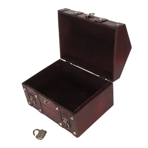 _Treasure Chest Storage Box With Combination Lock Handcraft Exquisite Wood T - Picture 1 of 12