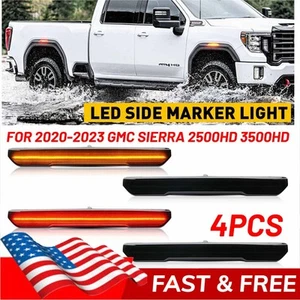 For GMC Sierra 2500 3500HD 2020-2023 LED Front Rear Side Marker Lights Smoked 4X - Picture 1 of 12
