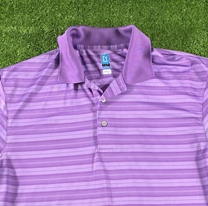PGA Tour Airflux Polo Shirt Purple Striped Men's Golf Short Sleeve Size Large - Imagen 1 de 10
