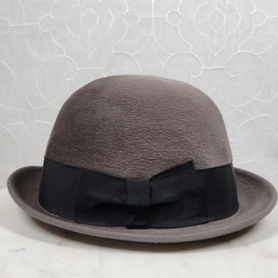 Sombrero DE COLECCIÓN Borsalino Diamante II 7 3/8 Gris Marrón Piel Fieltro Bowler Derby Italia Foto 1 de 4