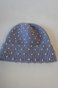 Women Lele Sadoughi Gray White Pearl Bead Embellished Beanie Hat OS - Picture 1 of 5