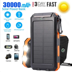 Solar Panel 30000mAh 2USB Power Solar Bank Outdoor Hiking Phone Charger - Picture 1 of 15