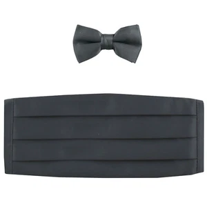 NUEVO en caja poliéster niños niños Cummerbund y pajarita formal boda gris carbón - Imagen 1 de 3