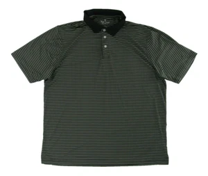 Nat Nast Mens Polo Shirt L Black Grey Striped Short Sleeve Stretchy - Picture 1 of 5