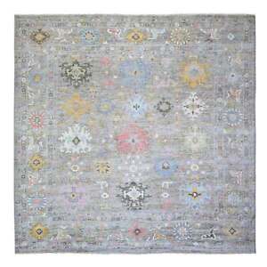 12'x12' Taupe Afghan Angora Oushak Organic Wool Hand Knotted Square Rug R73285