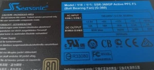 SeaSonic 360W ATX Desktop PC Gold Power Supply Unit SSR-360GP Alimentatore - Zdjęcie 1 z 8