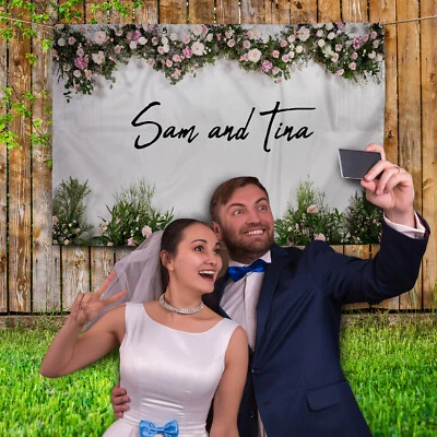 Custom Banner | Wedding Names Banner | Anniversary | Large Backdrop | Garland - Imagem 1 de 4