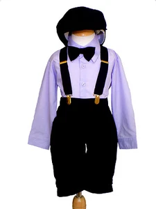 Toddler Boys Knickers Vintage Outfit with Hat, Lilac/Black, 24 Month - Picture 1 of 2