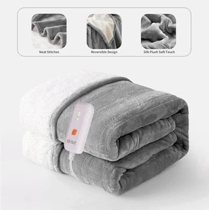 50"x60" Electric Heated Blanket Throw Soft Flannel Sherpa Warm Heating Blanket - Picture 1 of 7