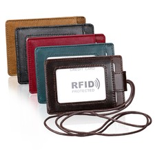 RFID Blocking Leather Card Holder Case Magnetic Closure Wallet Clear ID Window