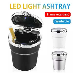 Cenicero portátil para automóvil cilindro de cigarrillo soporte para taza sin humo luz LED con tapa - Imagen 1 de 19