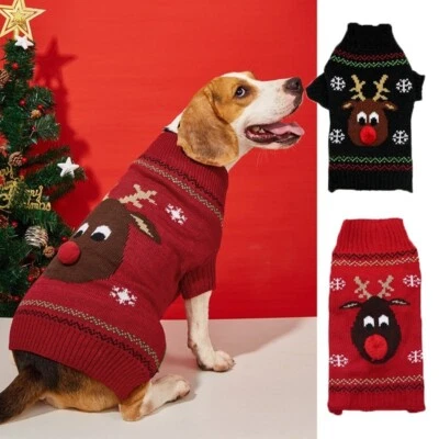 Dog Sweater Christmas Party Small and Medium sized Dog Winter Warm Pet Clothing - Image 1 of 4