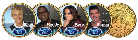 AMERICAN IDOL 2009 JFK Half Dollar 24K Gold Plated 4-Coin Set ELLEN SIMON RANDY Cover