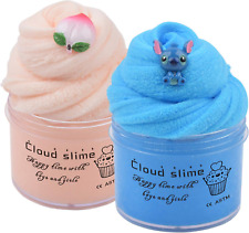 Keemanman 2 Pack Cloud Slime Kit with Blue Stitch and Peach Charms, Scented DIY