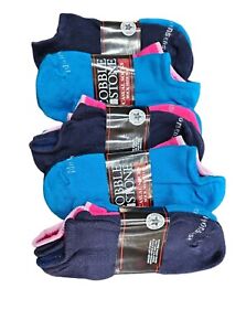 Lot Of 5 -3 Packs Of No Nonsense Ankle Socks 9-11 Teal Pink Navy Blue