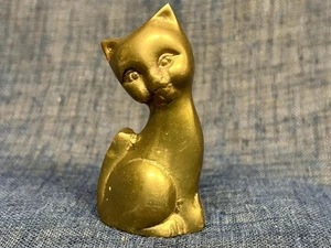 Gato gatito gatito de latón miniatura vintage de 3” - Imagen 1 de 6