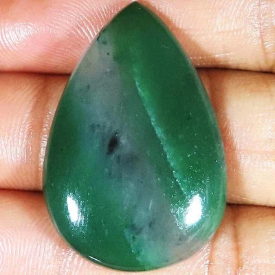 A+ Top Natural Green Serpentine 51.80 Cts Pear Cabochon 25x38x6 mm Gemstone Y13 - Image 1 of 4