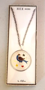 Vintage Hoffman Hex Signs Peacock Necklace by Hoffman with Box 24" - Picture 1 of 5