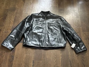 Wilson Jacket Mens M. Julian Black Leather 9 Pockets Racer Motorcycle Biker XXL - Picture 1 of 11