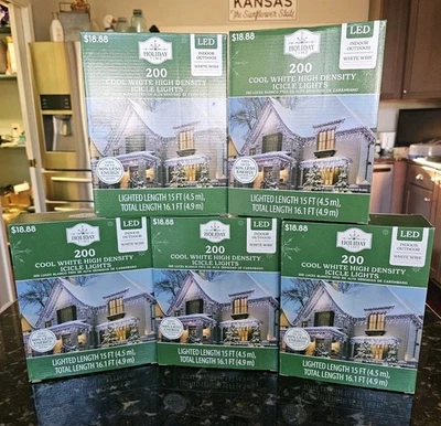 200 luces LED blancas frías para hielo E/S cable blanco tiempo de vacaciones 5 CAJAS NUEVAS  Foto 1 de 4