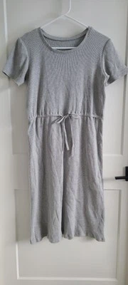 Vestido midi gris hecho a mano hecho en casa elástico tejido acanalado talla 14/16 niñas modesto largo Foto 1 de 4