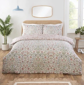 Hyacinth Lily Duvet Cover Reversible Tulip Quilt Bedding Bed Set King Natural - Picture 1 of 2