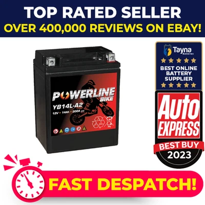 YB14L-A2 AGM Powerline Motorcycle Battery 12V 14Ah YB14LA2-AGM - Image 1 of 4
