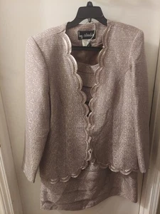 BMJ Studio Women's Pale Shimmering Pink 2 Piece Formal Skirt Suit Plus Size 18W - Picture 1 of 6