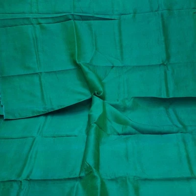 Vintage Teal Dual Tone 100% Silk Handloom Sari Remnant 5YD Craft Fabric Scrap - Image 1 of 4