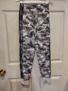 Adidas Boy's Size M Grey and White Camo Athletic Drawstring Pants - Picture 1 of 7